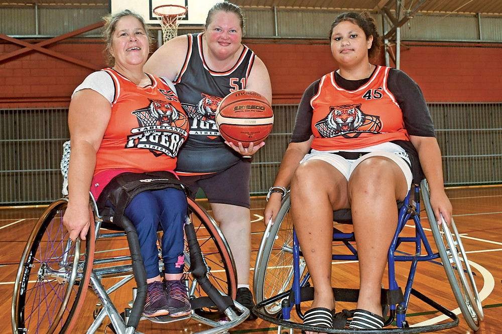 Ange Willett, Helen Nawaqa and Meg Nawaqa are encouraging people to get involved in Atherton Basketball Association’s newest social competitions wheelie and walking basketball.
