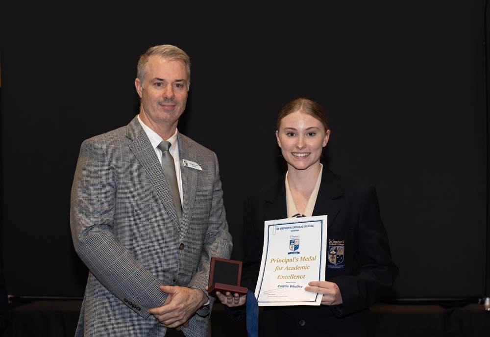 Caitlin Wadley (right) pictured with principal Gary Conwell, was recognised with multiple awards last Wednesday night.