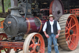 Brent Owens with the 1905 Marshall Tractor Engine.
