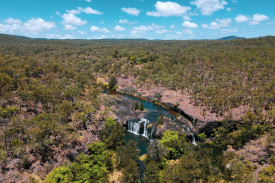 Millstream Falls, Australia’s widest waterfall when in full flood and one of the most iconic places around Ravenshoe. Photographer: Luke Harvey