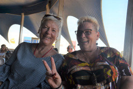 Margret Lyons and Jane De Angelo from Townsville enjoying their first music festival.