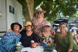 Cheryl Crow from Mackay, Suzie Que from Yeppoon, Pam Simmons from Toowoomba (back), Kerrie Kennedy of Airlie Beach and Toni Elliot from Seaforth came together from all across Australia and bonded at Savannah because “we’re old”.