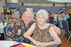 John and Isobel Sanderson have known each other for 71 years and enjoy spending time together at the morning tea