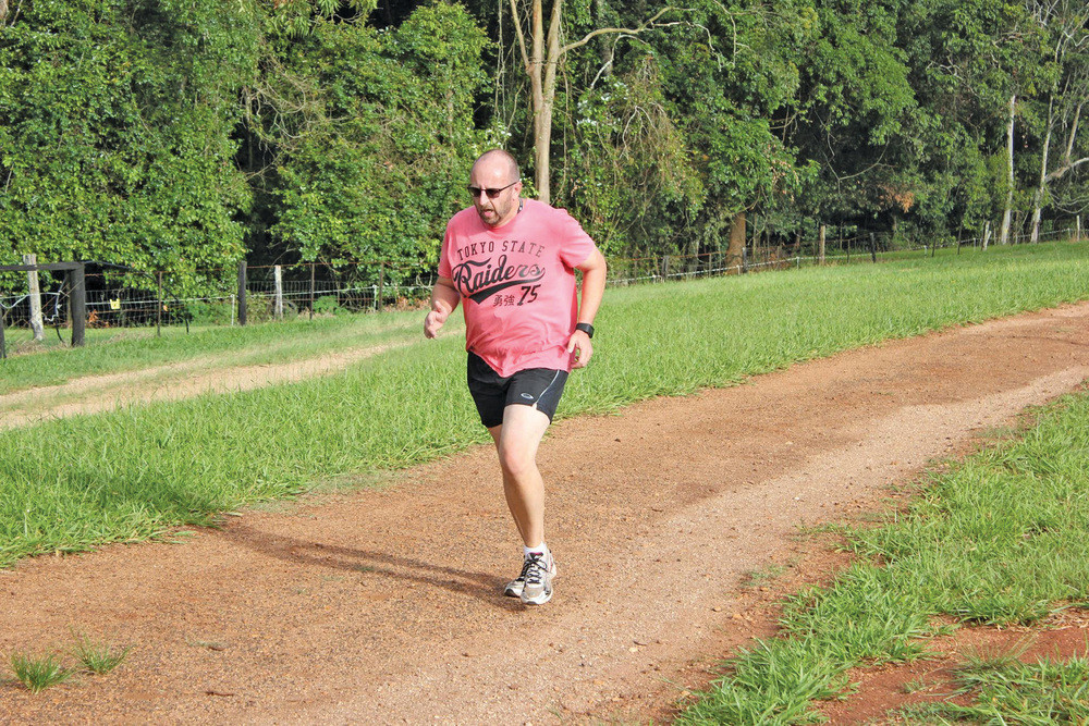 Darren Lydeamore in 2017 participating in his first Atherton Parkrun at 113kg.