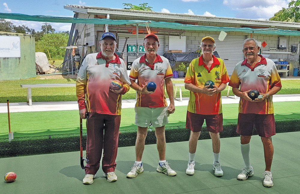 Men’s pairs winners Lorenzo Cadorin and Bob Pitson, with runner ups Barry Lynne and Peter Soda.