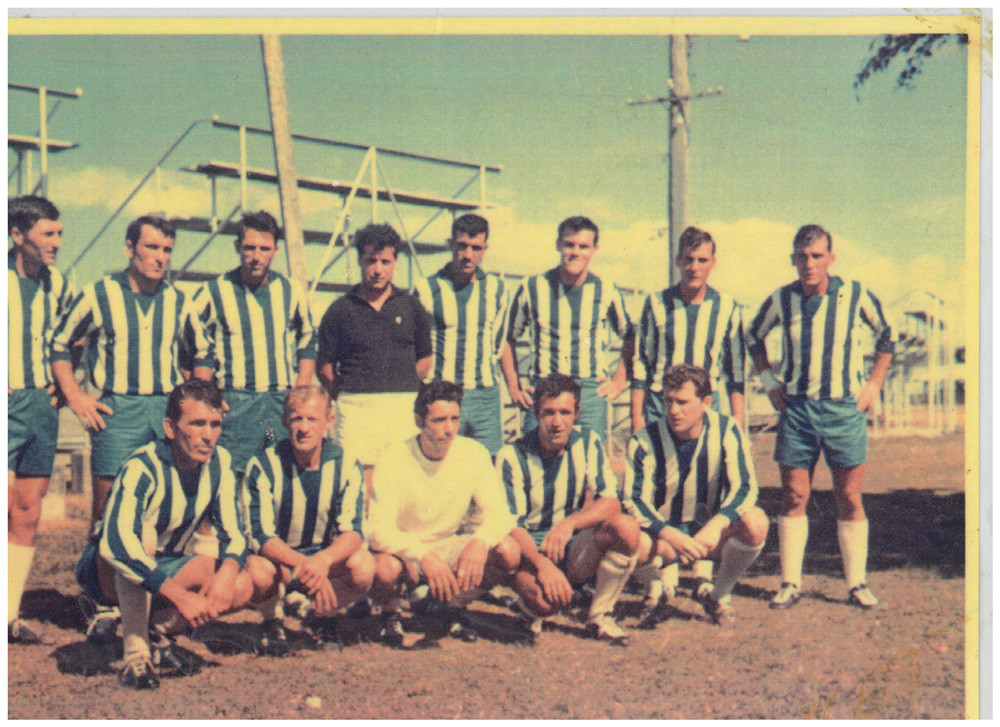 The 1967 Stratford Dolphins side before their Crad Evans shield game at Parramatta Park in Cairns, a legendary side to grace the Plavi Jadran playing strip. Back from left: Jerko Zuvela, Ljubo Jerosimich, Ante Zuvela, Vince Bellino, Berto Srhoj, Nick and Bobby Karan. Front from left: Dario Ivanac, unknown, Stipe Srhoj, Vlado Srhoj and Terry Hartley.