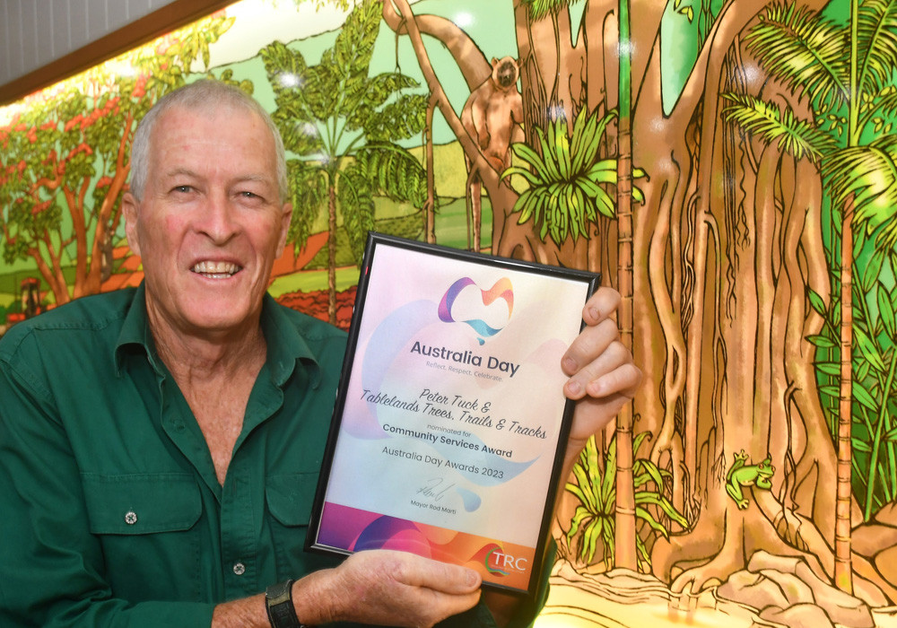 Community Service Award winner Peter Tuck and the Tableland Trees, Trails & Tracks